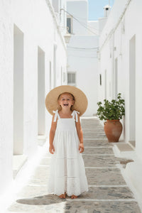 INDIE BLUE Girl's Dress Mary Dress (white eyelet)