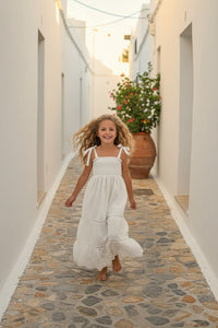 INDIE BLUE Girl's Dress Mary Dress (white eyelet)