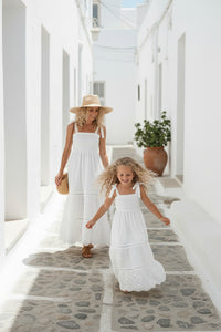 INDIE BLUE Girl's Dress Mary Dress (white eyelet)