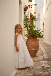 INDIE BLUE Girl's Dress Mary Dress (white eyelet)