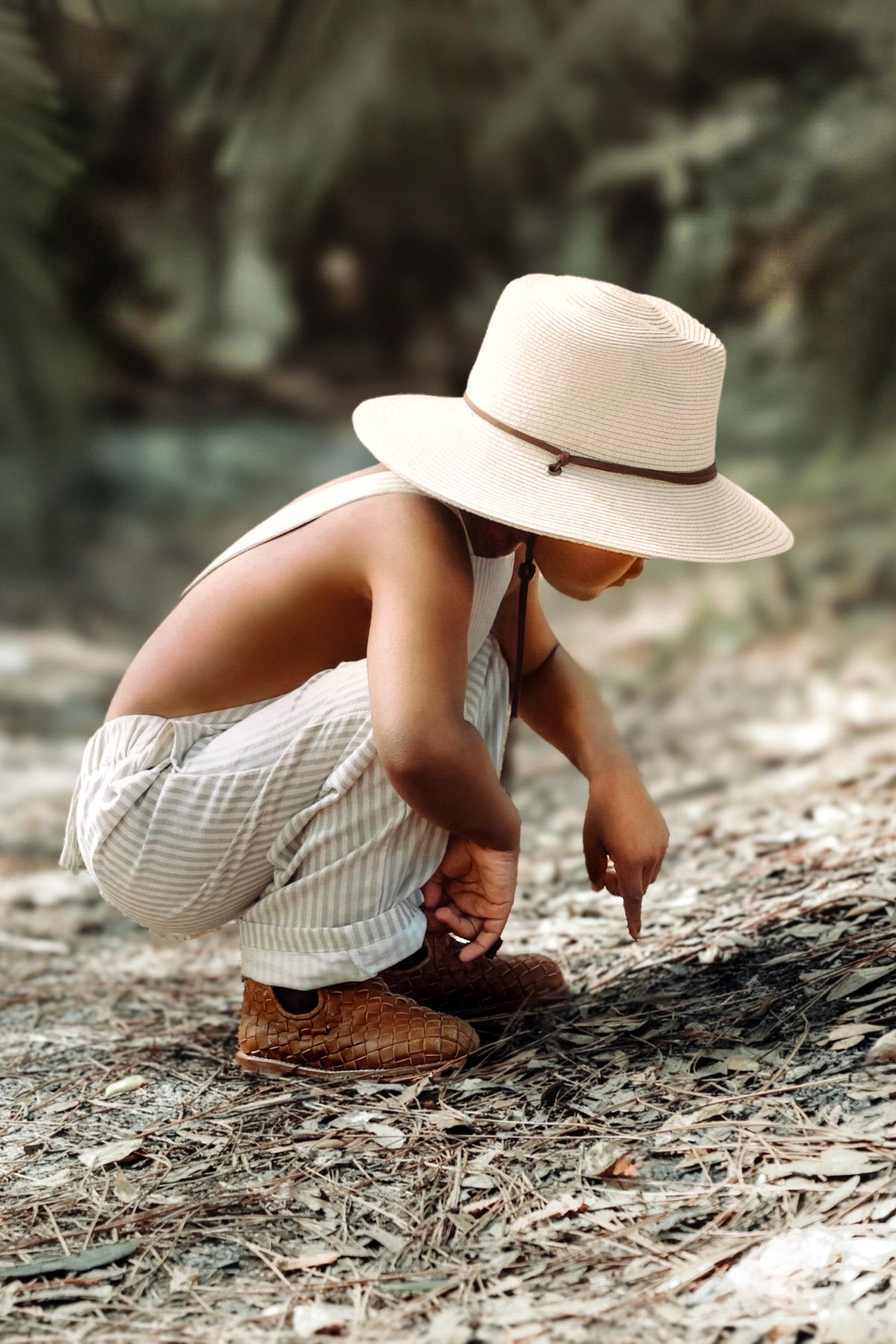 SS Boy's Romper Grady Romper (desert pinstripe linen)