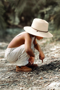 SS Boy's Romper Grady Romper (desert pinstripe linen)