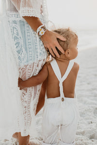 SS Boy's Romper Grady Romper (white muslin)