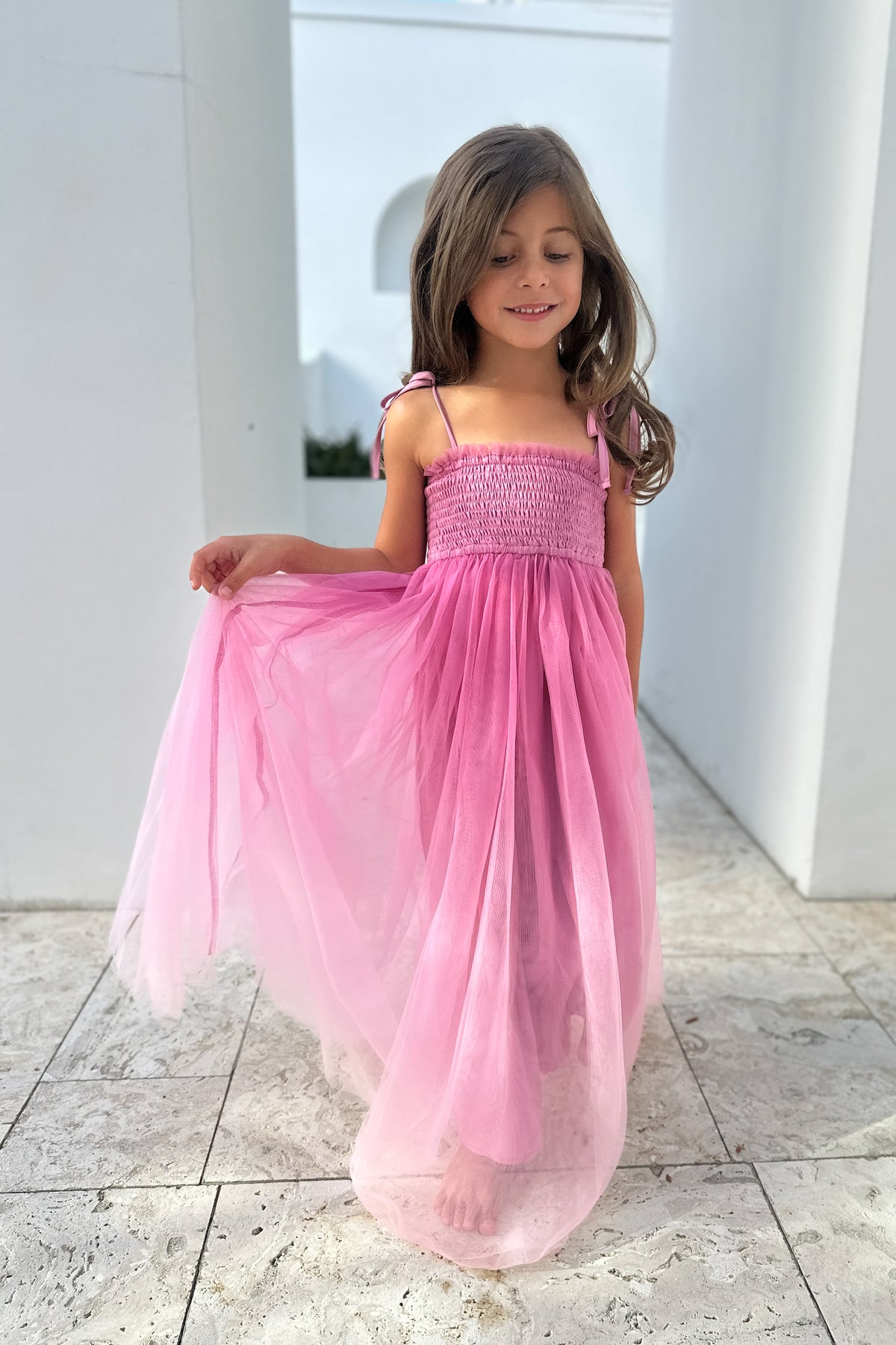 SS Girl's Dress Isa Maxi (pink ombre tulle)