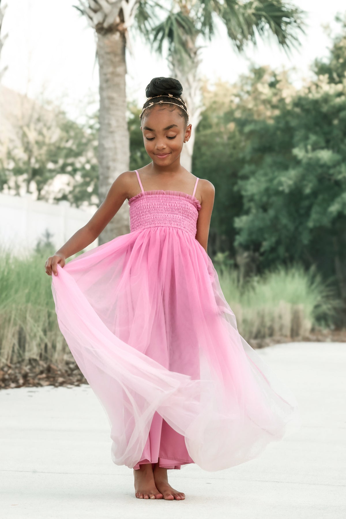 SS Girl's Dress Isa Maxi (pink ombre tulle)