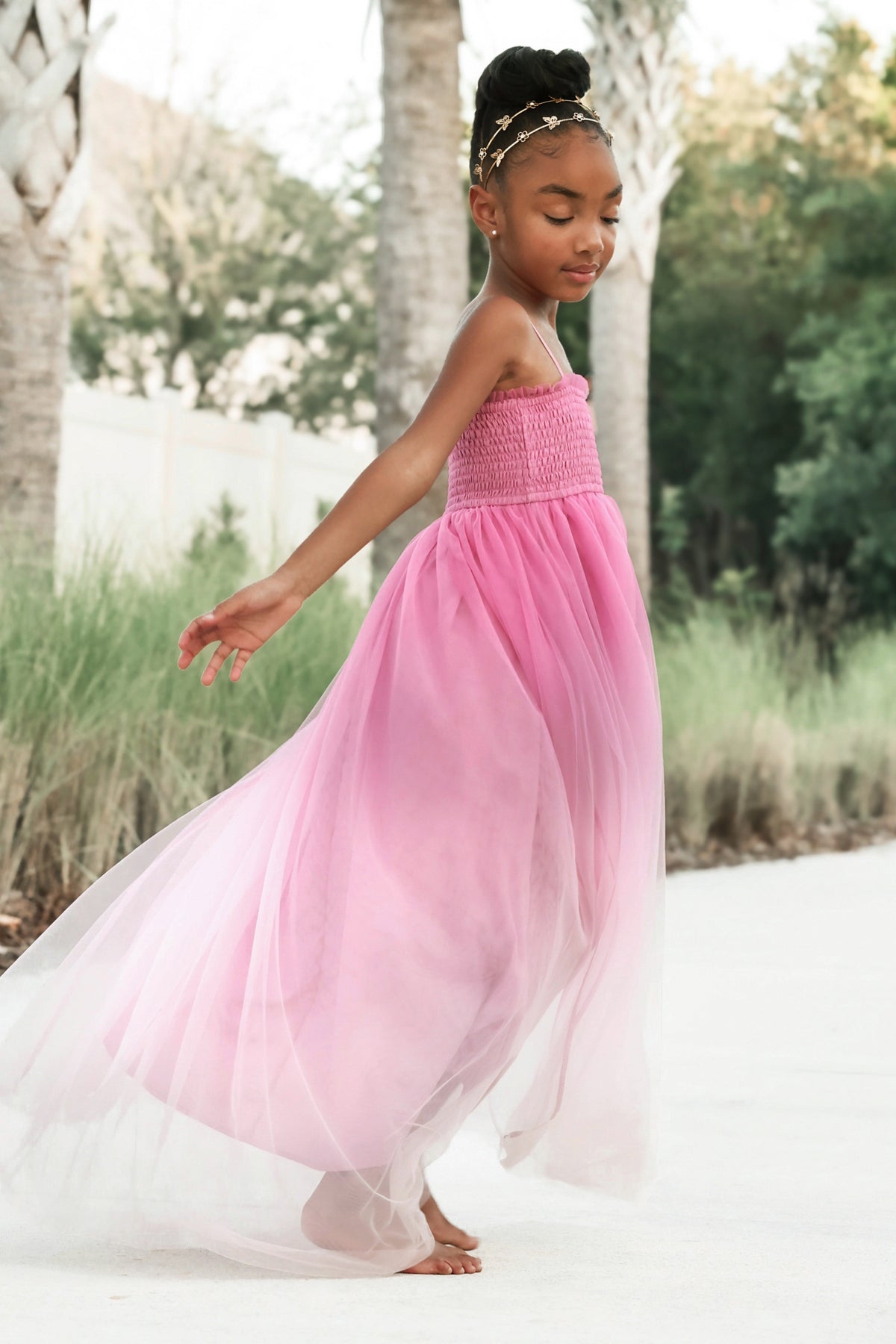SS Girl's Dress Isa Maxi (pink ombre tulle)