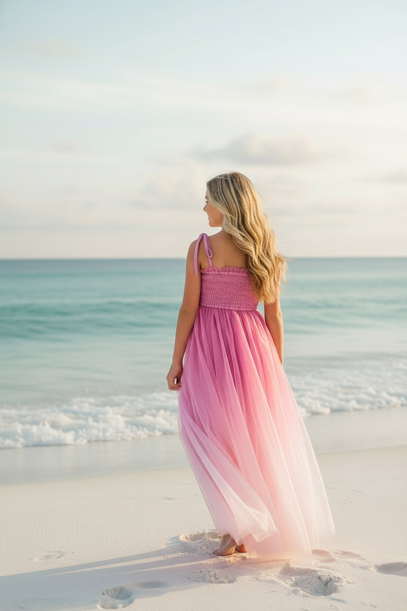 SS Girl's Dress Isa Maxi (pink ombre tulle)