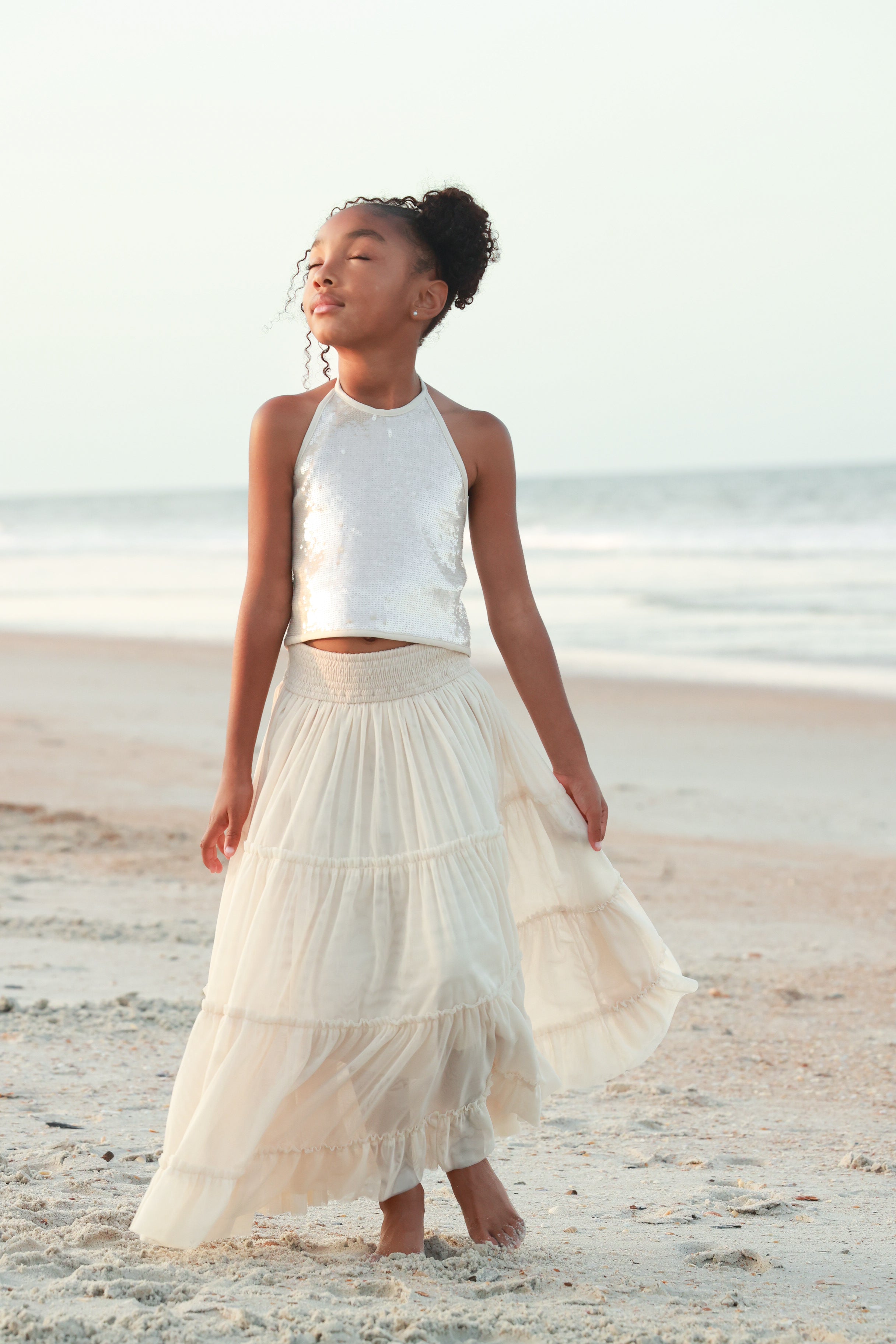 Bluelea ブルレアTulle tiered skirt チュール　白　38 Jolie Skirt (natural tulle) – INDIE BLUE