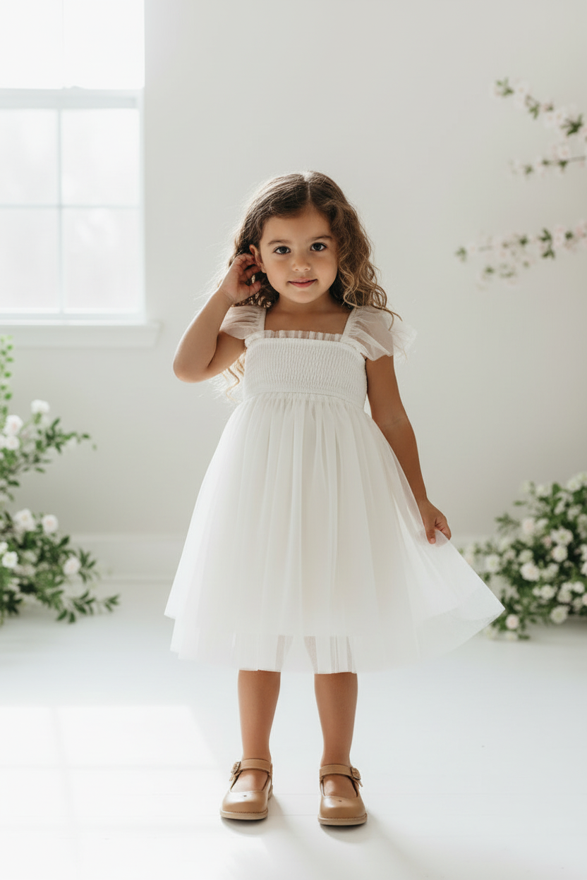 SS Girl's Dress Juliet Dress (antique ivory tulle)