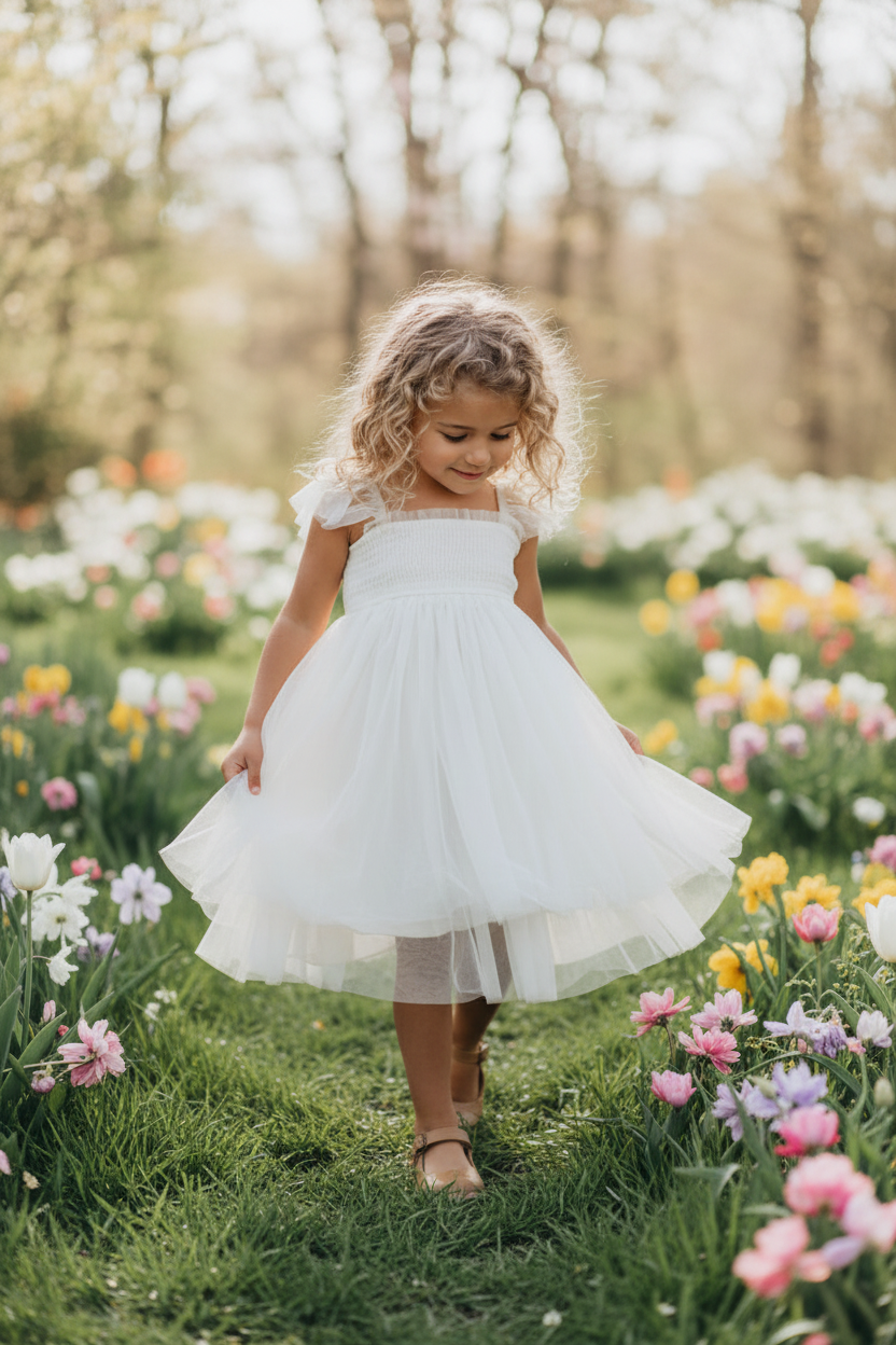 SS Girl's Dress Juliet Dress (antique ivory tulle)