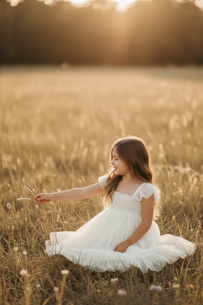 SS Girl's Dress Juliet Dress (antique ivory tulle)