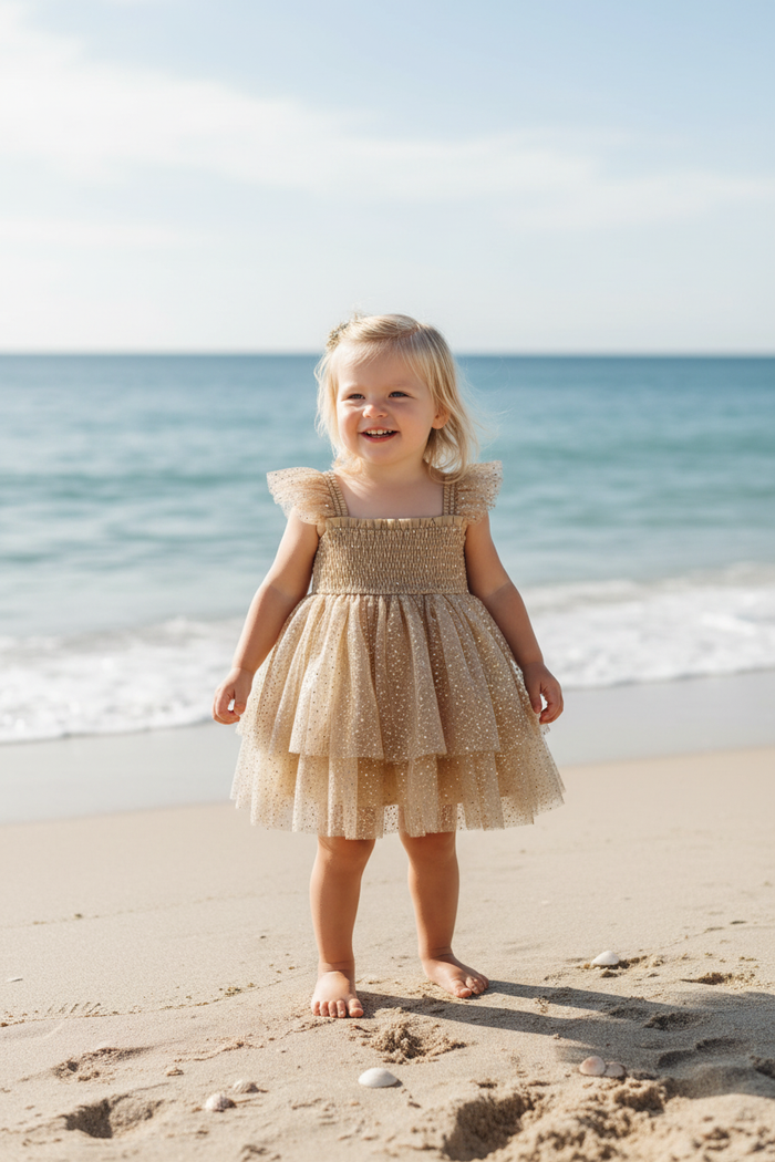 SS Girl's Dress Juliet Dress (sequin gold tulle)
