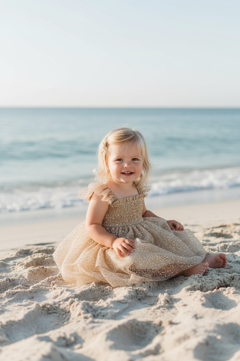 SS Girl's Dress Juliet Dress (sequin gold tulle)