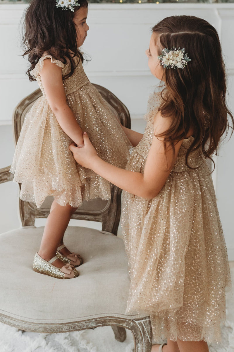 Juliet Dress (sequin gold tulle) INDIE BLUE Juliet Dress (sequin gold tulle) INDIE BLUE