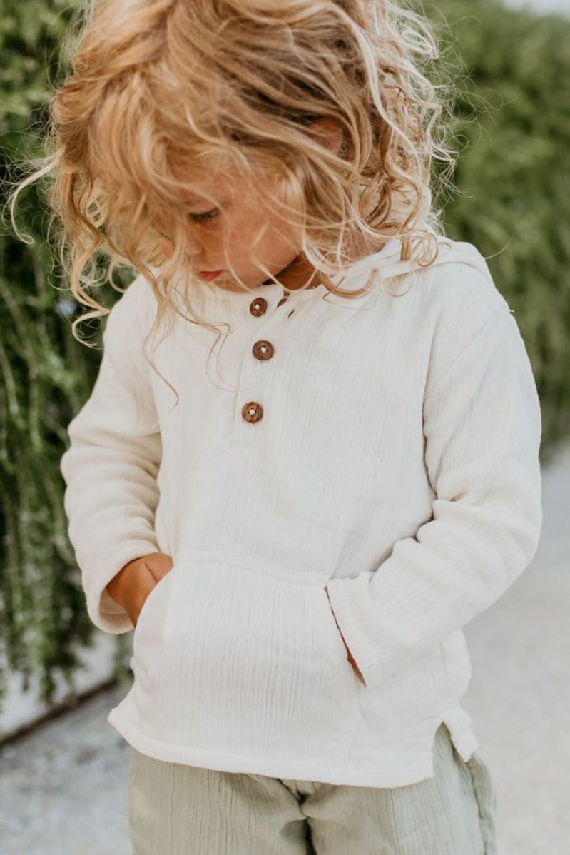 SS Boy's Top Knox Hoodie (light ivory muslin)