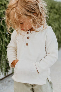 SS Boy's Top Knox Hoodie (light ivory muslin)