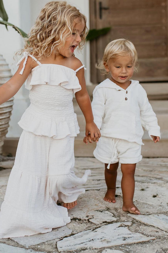 SS Boy's Top Knox Hoodie (light ivory muslin)