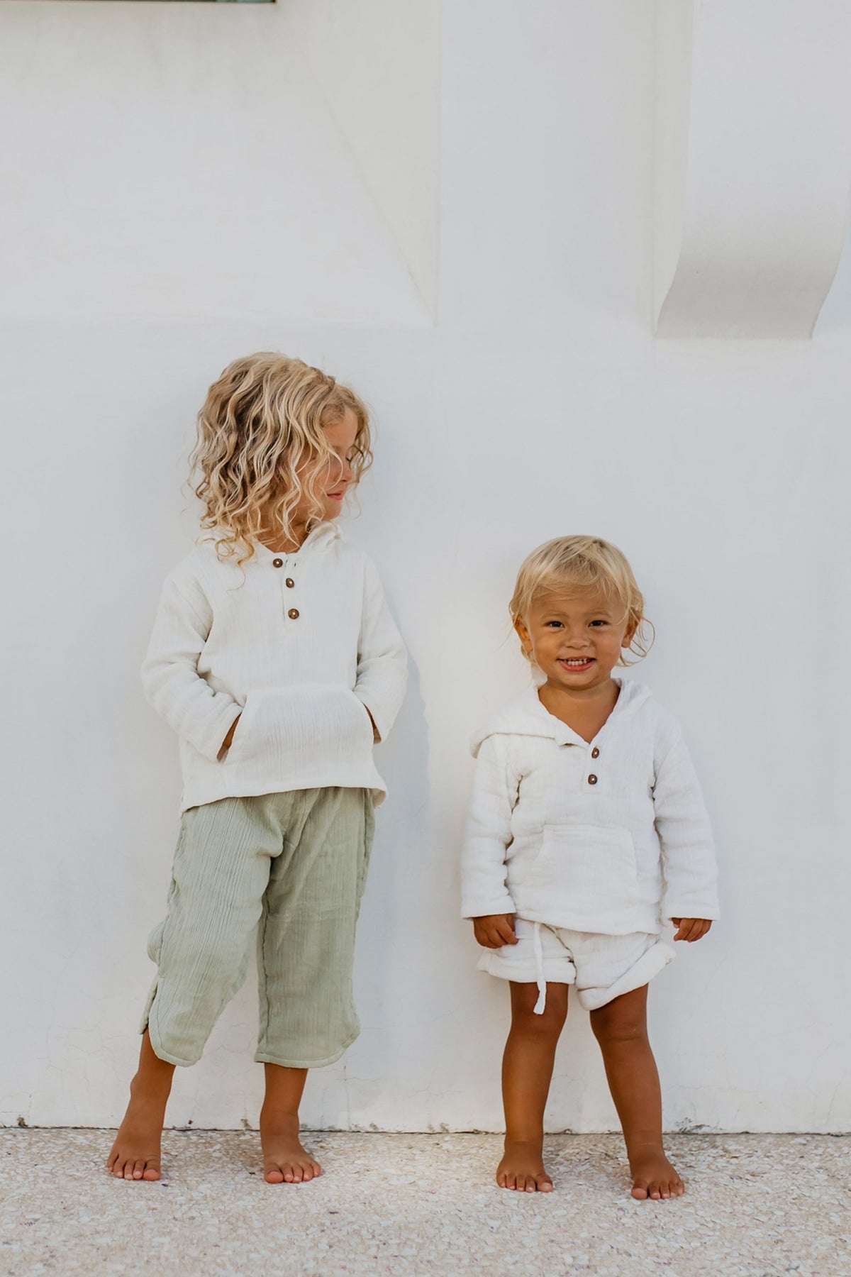 SS Boy's Top Knox Hoodie (light ivory muslin)