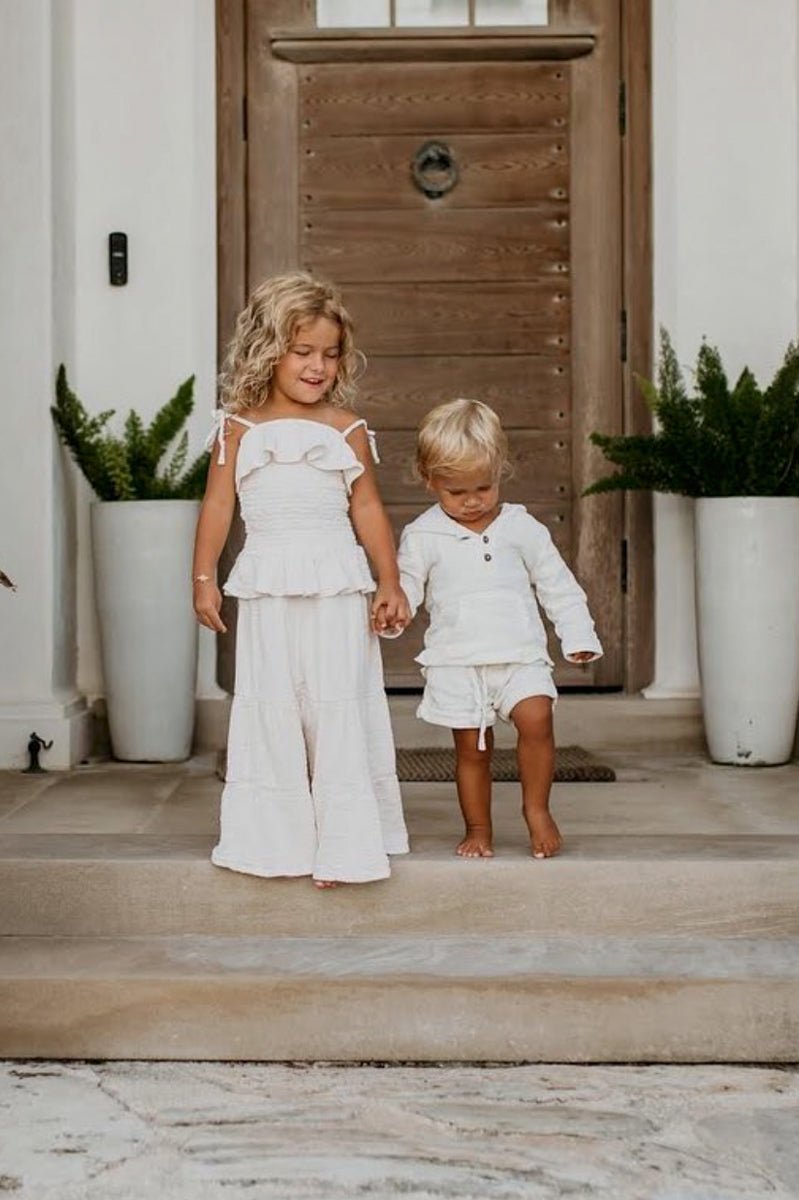 SS Boy's Bottoms Knox Shorts (light ivory muslin)