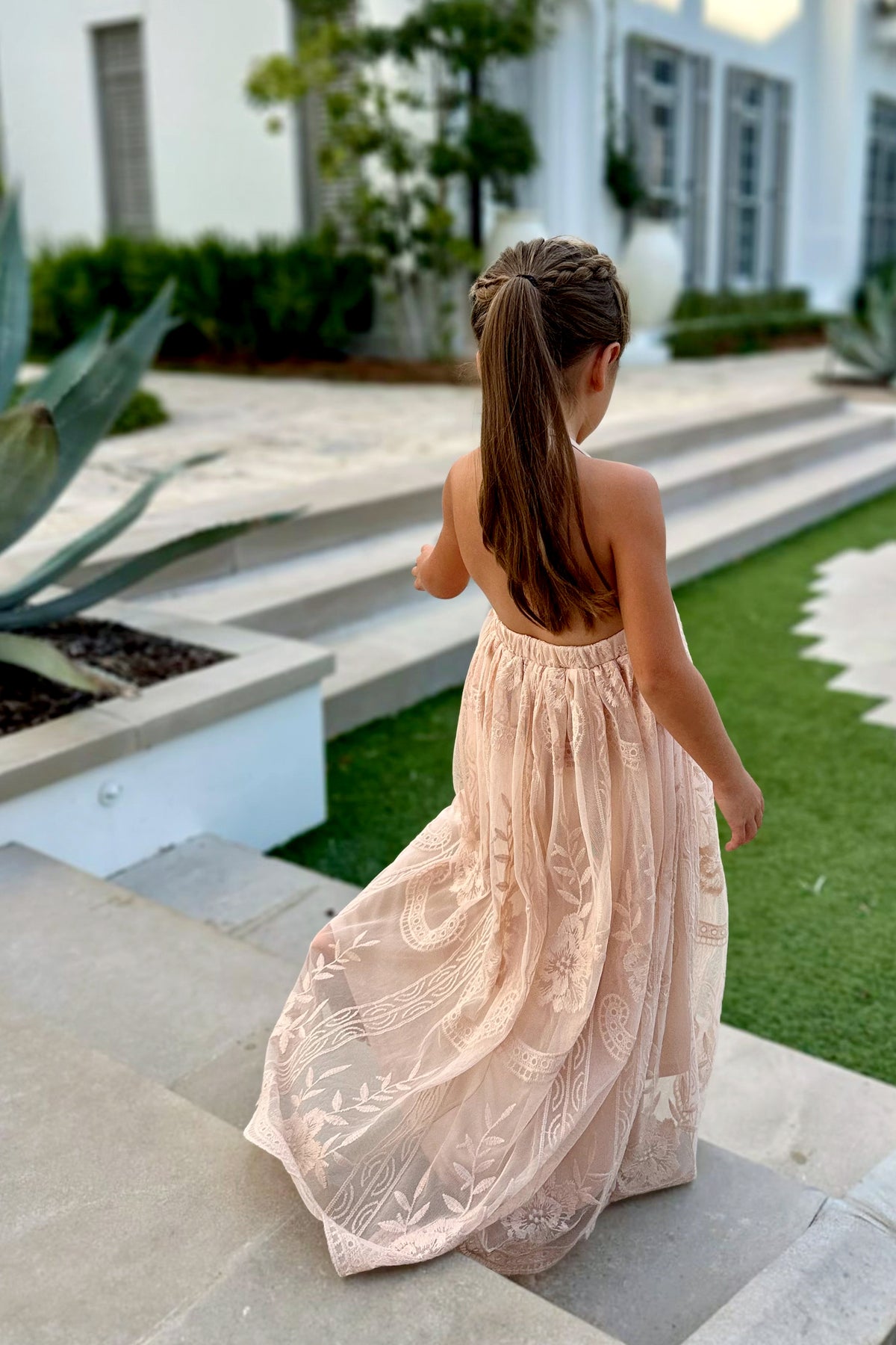 Madeline Lace Dress (natural pink) 10Y
