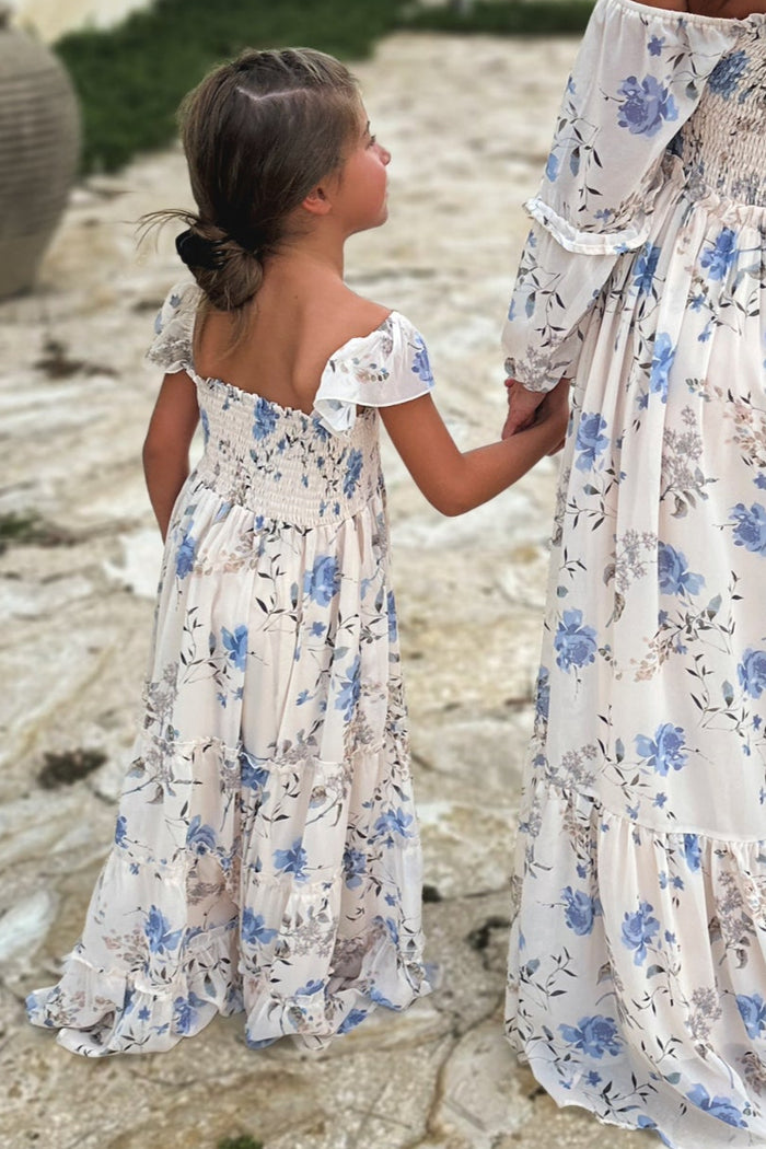 SS Girl's Dress Marabella Dress (floral blue chiffon)