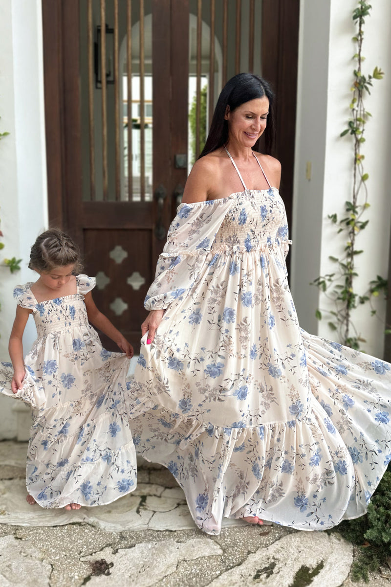 Marabella Dress (floral blue chiffon) 6Y Marabella Dress (floral blue chiffon) 6Y