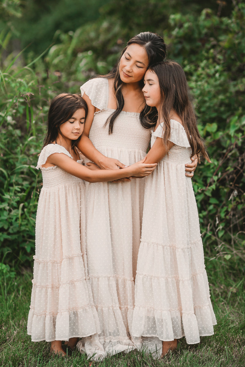 Marabella Dress (natural swiss dot) – INDIE BLUE