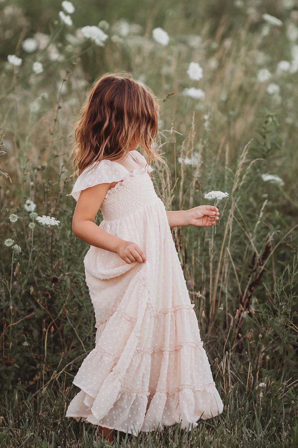 SS Girl's Dress Marabella Dress (natural swiss dot)