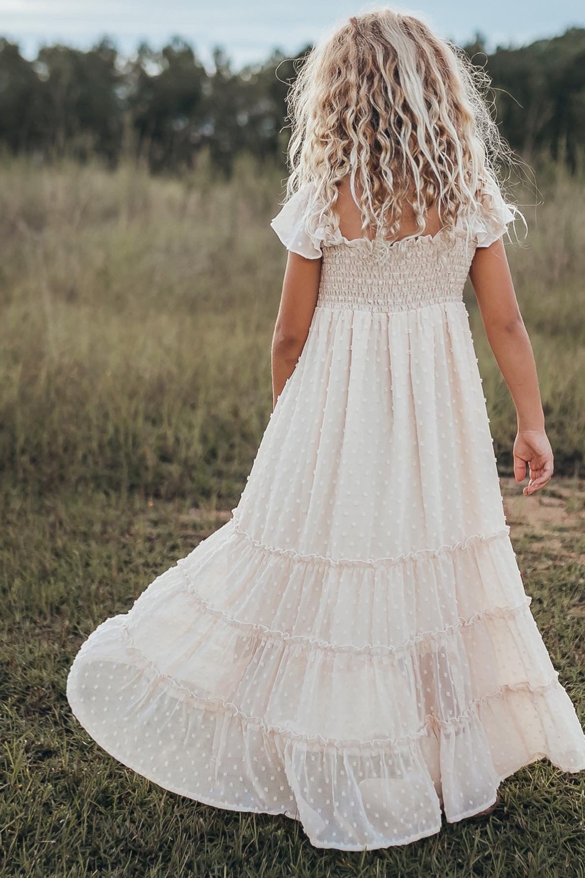 SS Girl's Dress Marabella Dress (natural swiss dot)