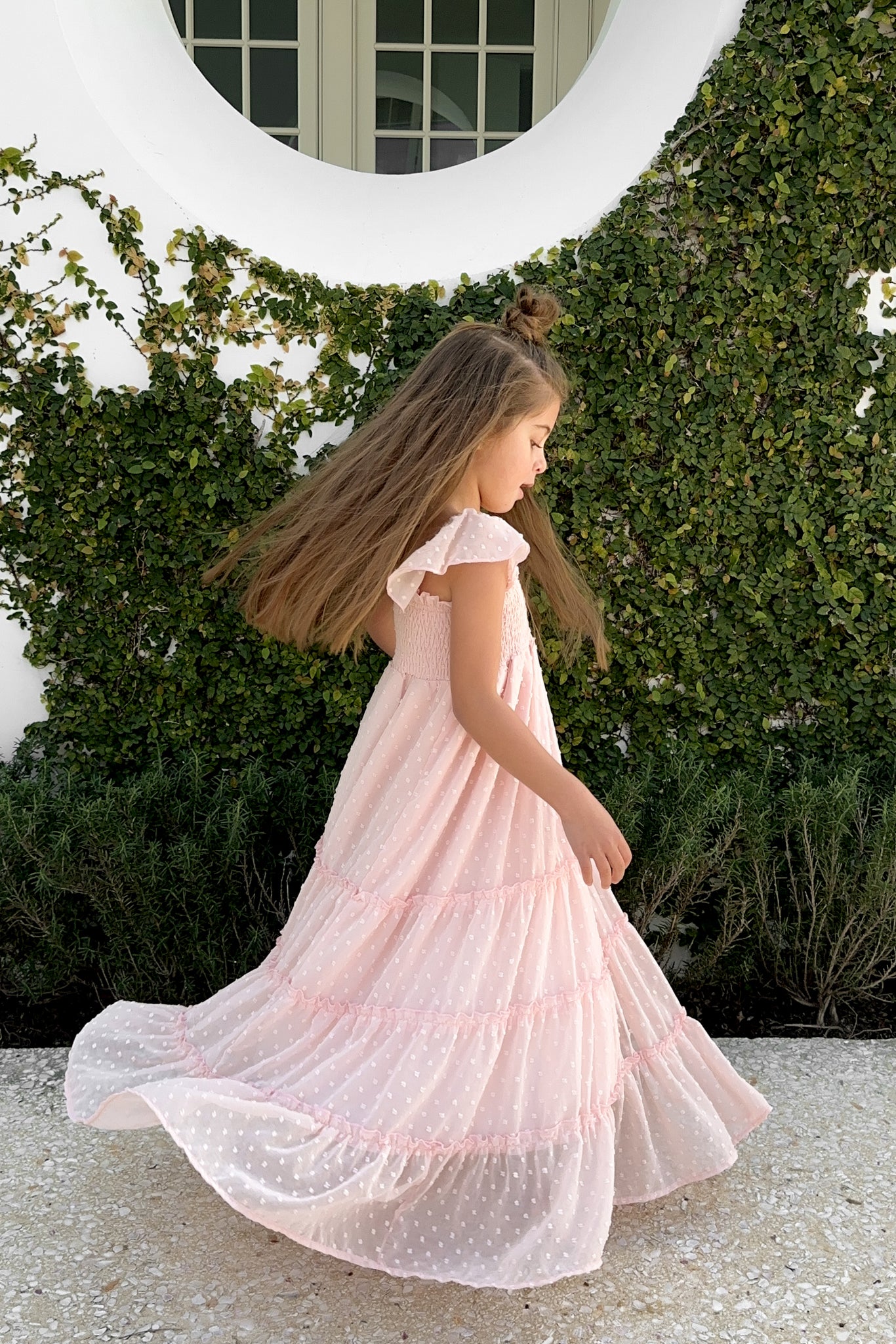Marabella Dress (petal pink swiss dot) – INDIE BLUE