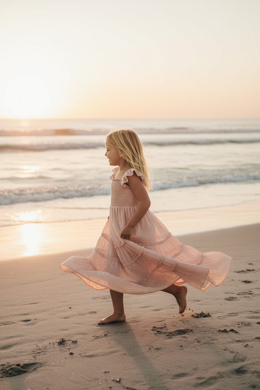 SS Girl's Dress Marabella Dress (petal pink swiss dot)