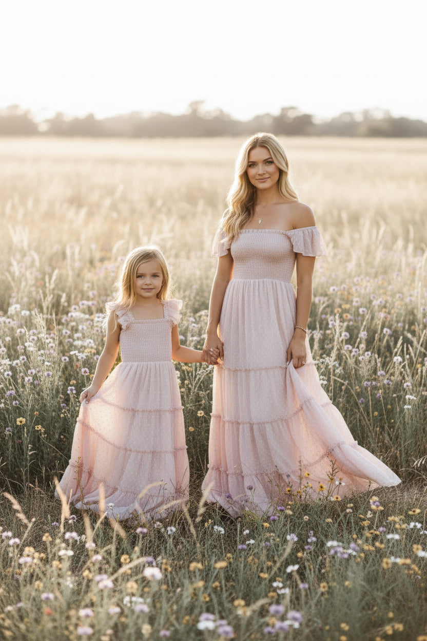 SS Girl's Dress Marabella Dress (petal pink swiss dot)