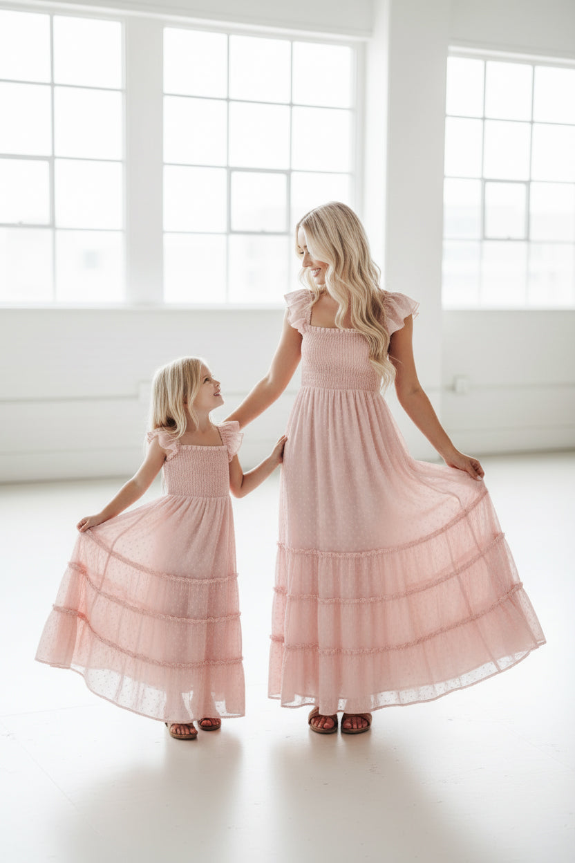 SS Girl's Dress Marabella Dress (petal pink swiss dot)