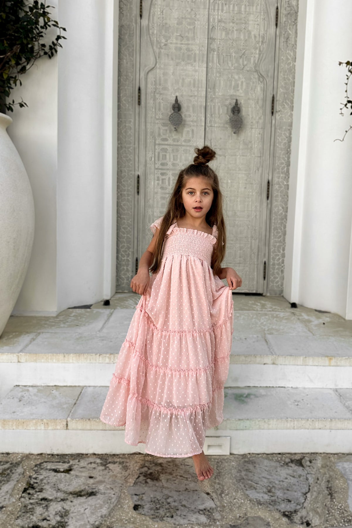 SS Girl's Dress Marabella Dress (petal pink swiss dot)