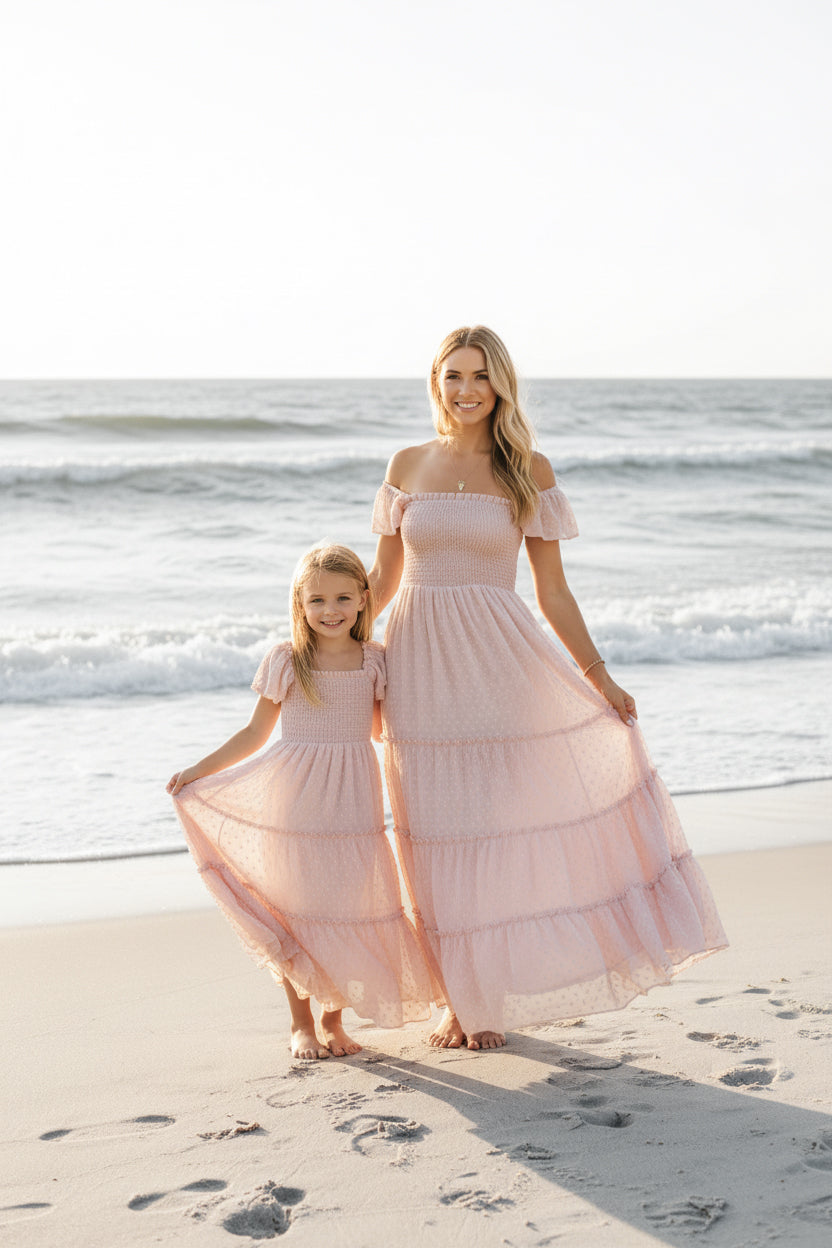 SS Girl's Dress Marabella Dress (petal pink swiss dot)