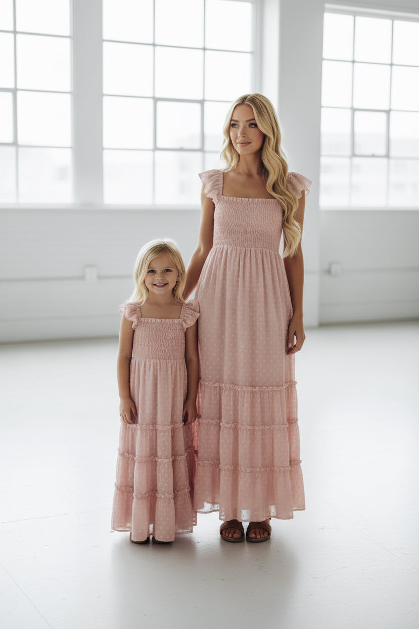 SS Girl's Dress Marabella Dress (petal pink swiss dot)