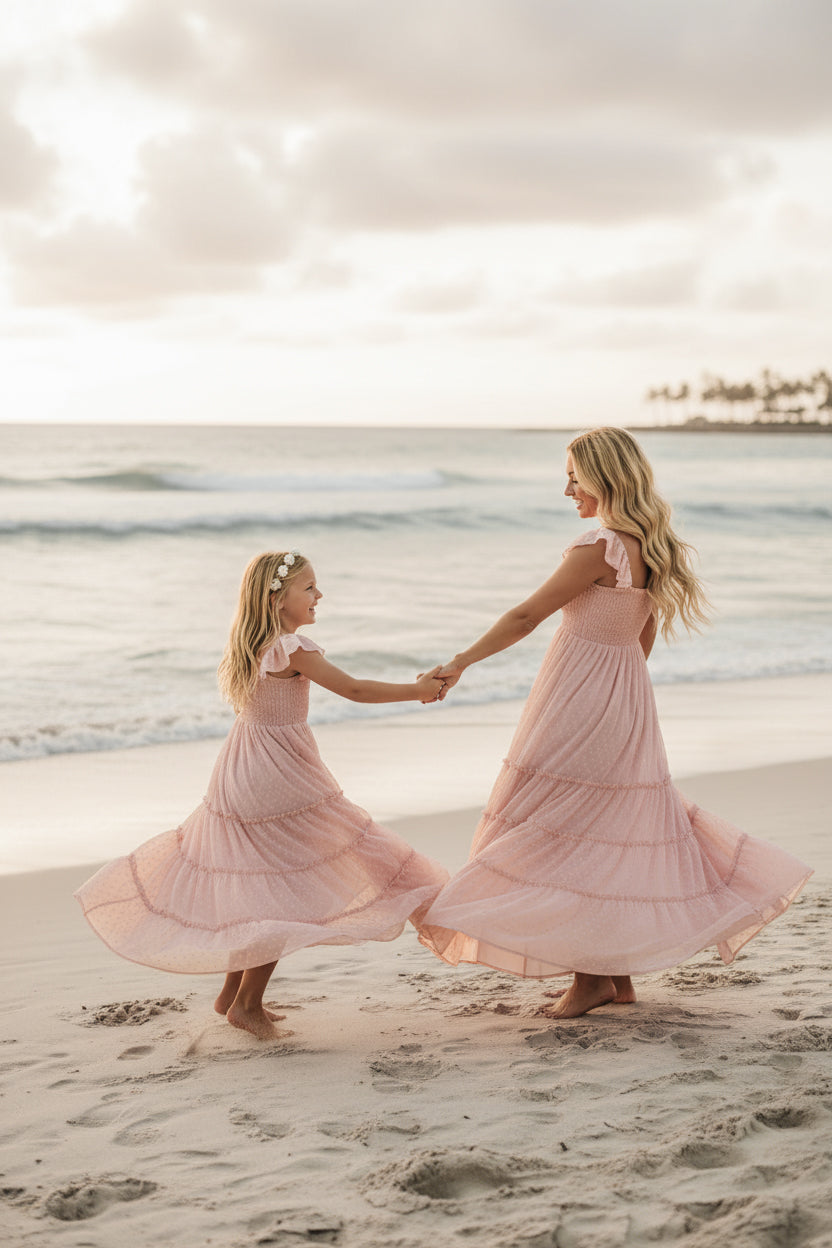 SS Girl's Dress Marabella Dress (petal pink swiss dot)