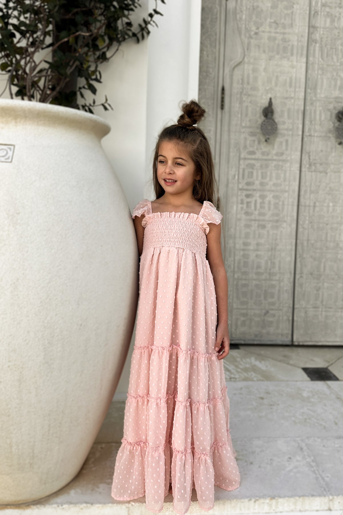 SS Girl's Dress Marabella Dress (petal pink swiss dot)