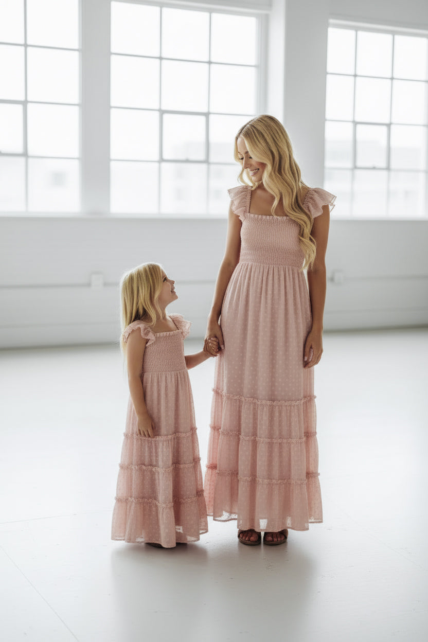 SS Girl's Dress Marabella Dress (petal pink swiss dot)