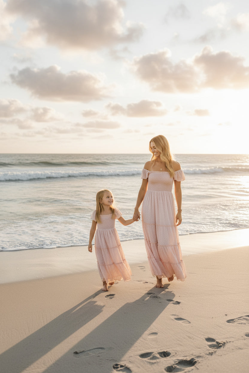 SS Girl's Dress Marabella Dress (petal pink swiss dot)