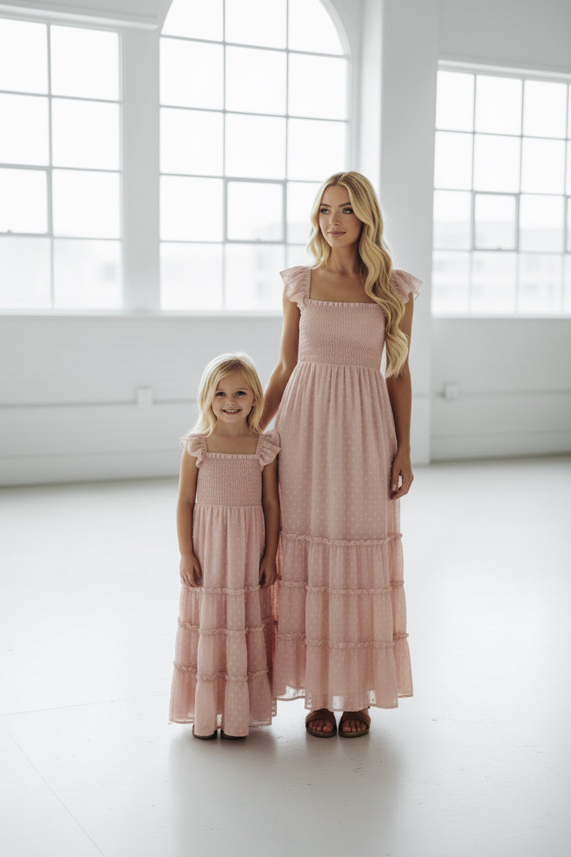 SS Girl's Dress Marabella Dress (petal pink swiss dot)