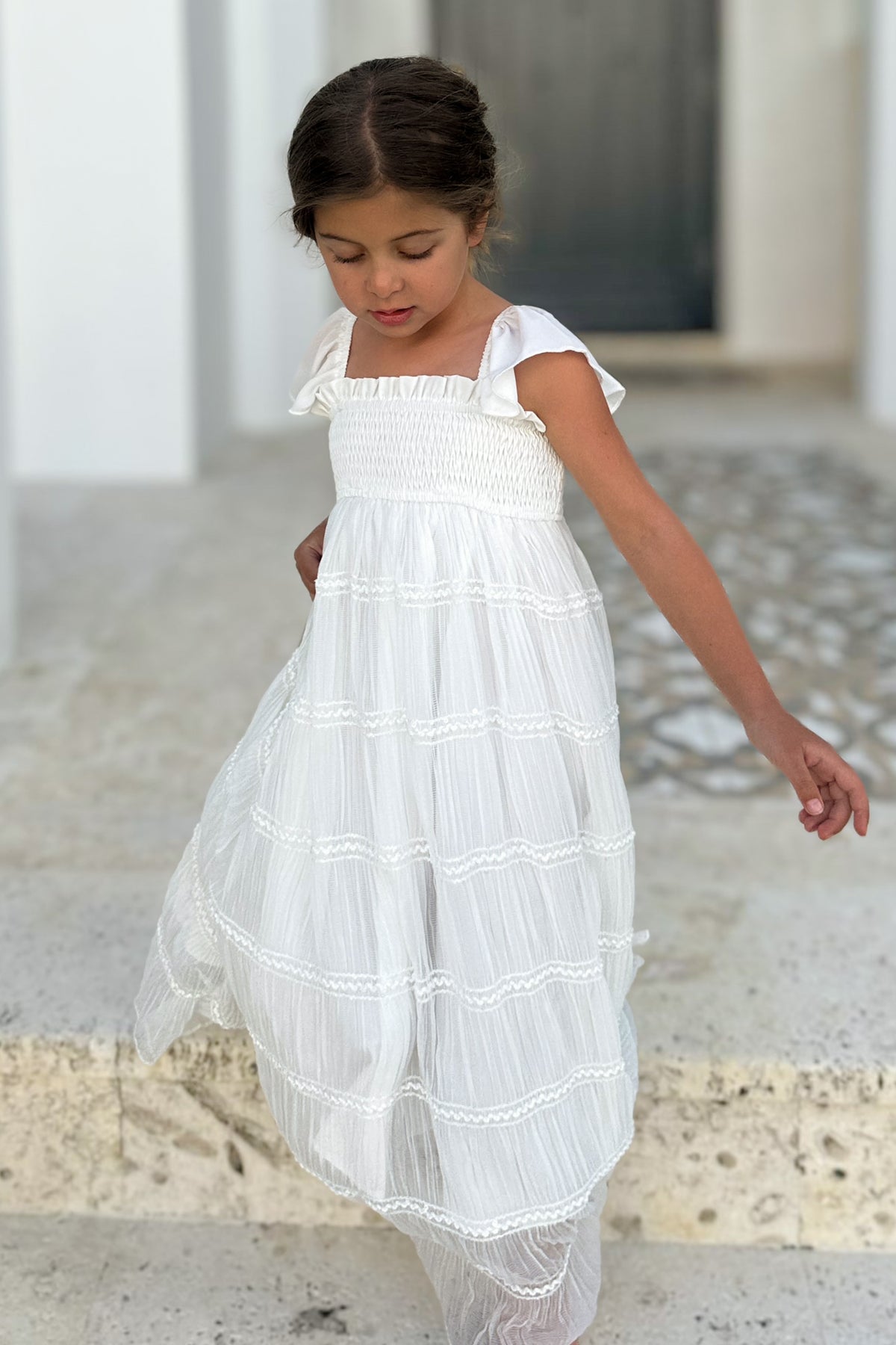 SS Girl's Dress Marabella Dress (white chiffon)