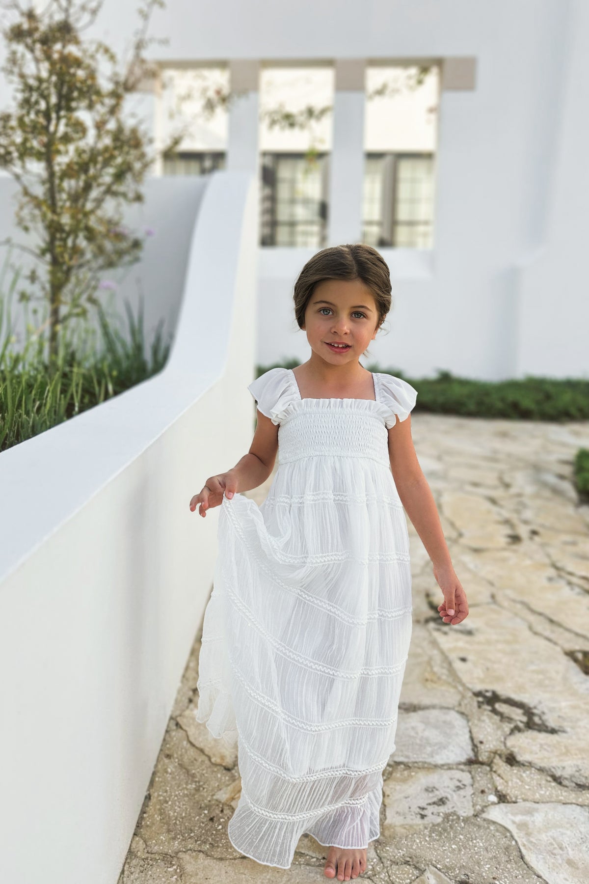 SS Girl's Dress Marabella Dress (white chiffon)