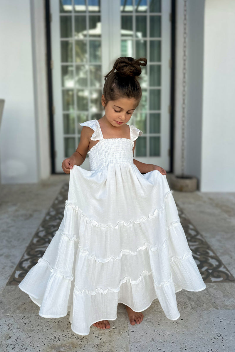 Marabella Dress (white muslin) INDIE BLUE Marabella Dress (white muslin) INDIE BLUE