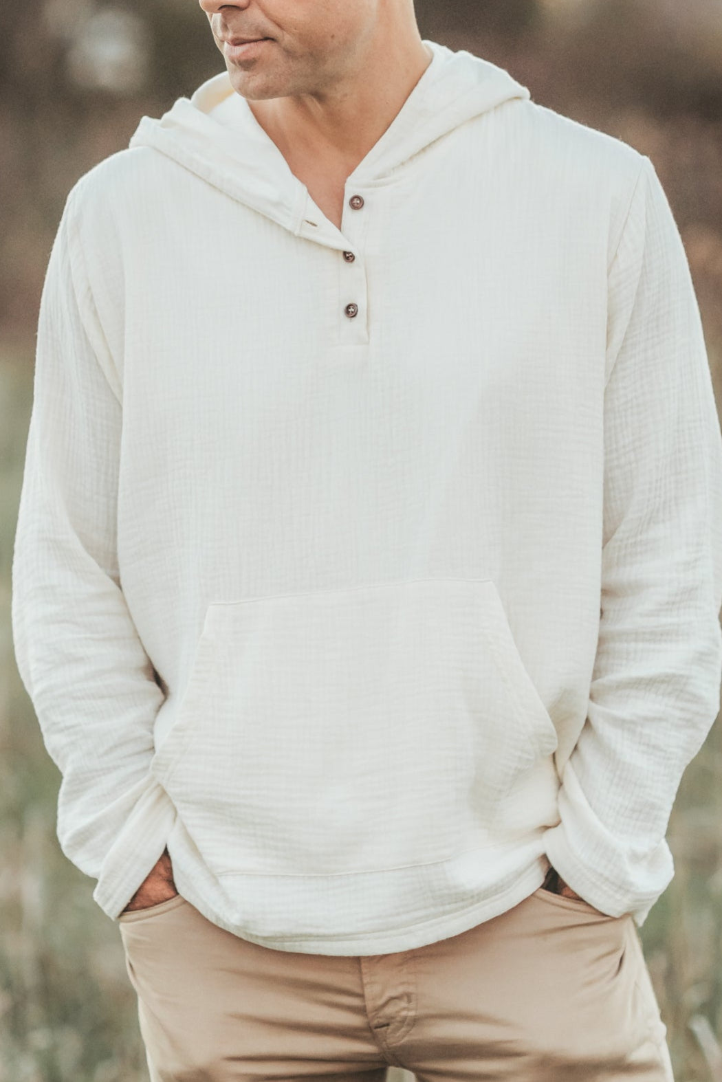 Men's Knox Hoodie (light ivory muslin) – INDIE BLUE