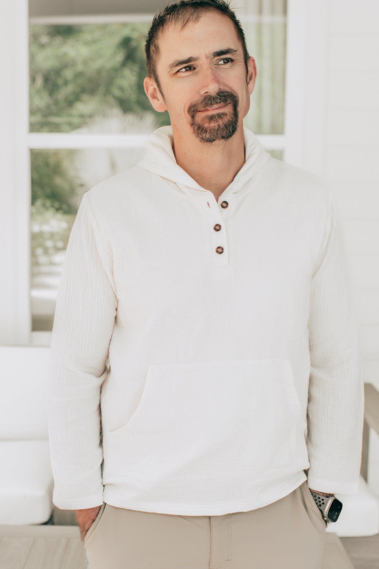 Men's Knox Hoodie (light ivory muslin) – INDIE BLUE