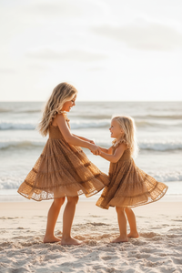 SS Girl's Dress Pia Dress (mocha swiss dot)