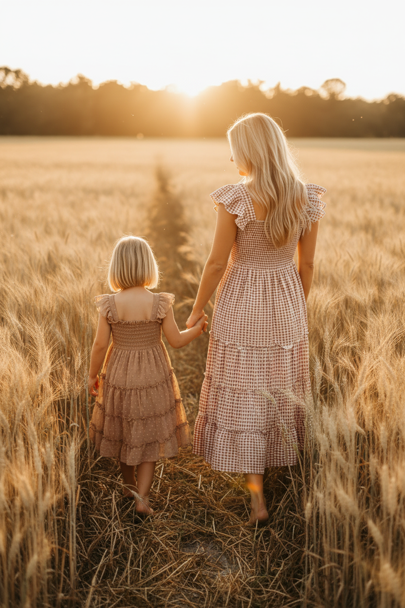 SS Girl's Dress Pia Dress (mocha swiss dot)