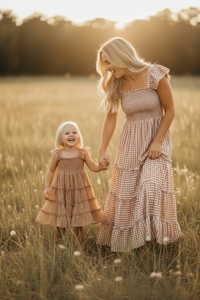 SS Girl's Dress Pia Dress (mocha swiss dot)