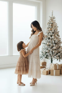 SS Girl's Dress Pia Dress (mocha swiss dot)